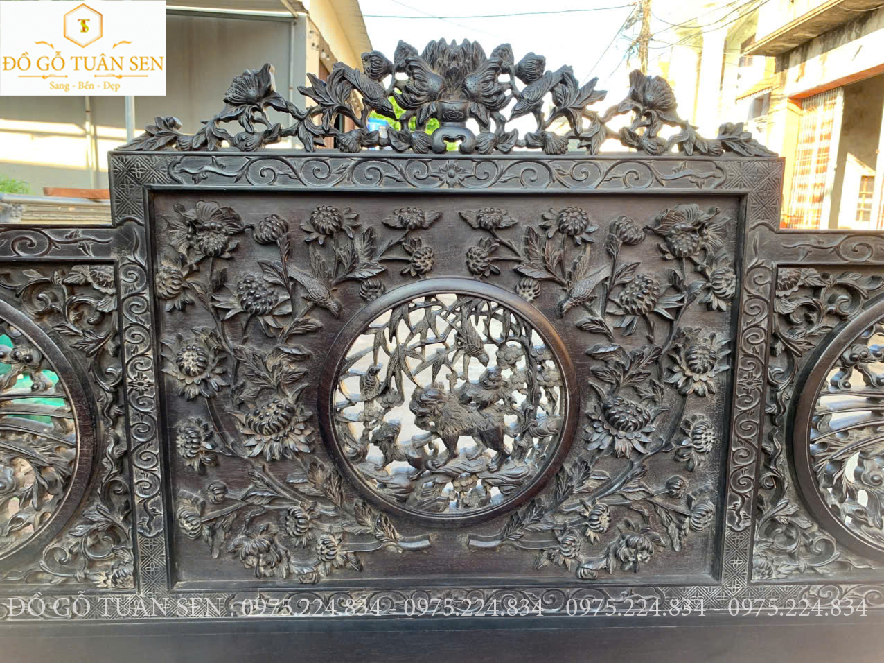 Hình ảnh Bộ trường kỷ huế gỗ gụ khảm ốc T45